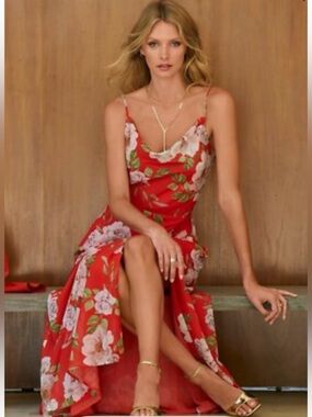Boston Proper Caliente Floral Print Cowl Neck Maxi Dress Size 10 New With Tag